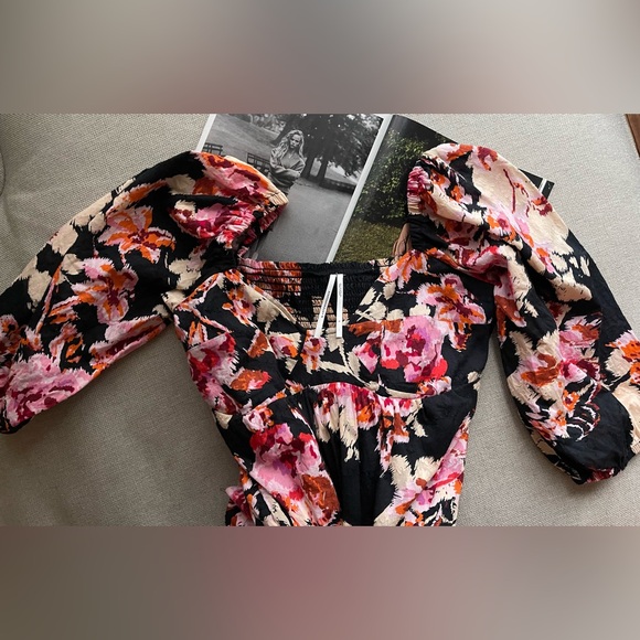 Anthropologie Blossom 100% Cotton Maxi Dress In Pink/ Black Motif Size S - Picture 16 of 16